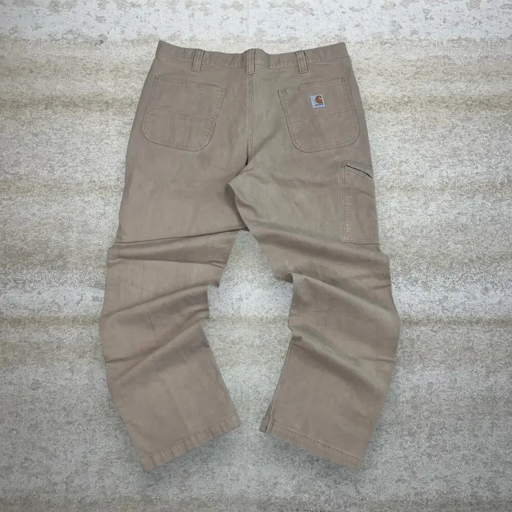 Vintage 90s Carhartt Carpenter Pants 38x32 Relaxed Camel Tan Canvas Dungarees